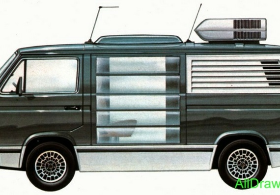 Volkswagen Transporter T3 Traveller-Jet (1984) - drawings (drawings) of the car